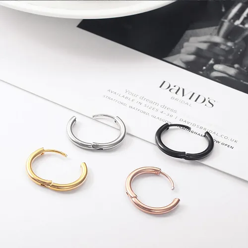 Miniatura 6 de Aretes de acero inoxidable 316L, argollas de 1564, 516, 2564, 716, 1532 y 3564 pulgadas, arracadas hipoalergénicas, para el cartílago, hélix