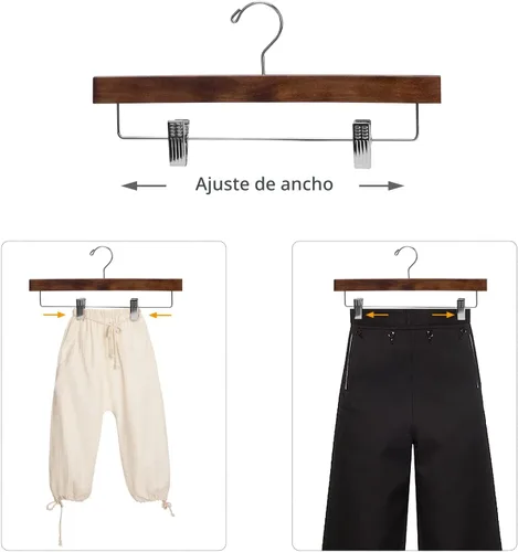 Miniatura 5 de Nature Smile Perchas de madera para pantalones, faldas y pantalones con clips (10 piezas Retro)