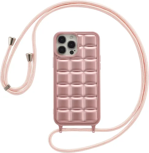 Miniatura 9 de ZCDAYE Funda para iPhone 13 Pro Max con correa, funda de silicona suave con cordón cruzado para teléfono, correa de hombro ajustable para el cuello