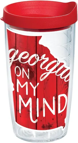 Miniatura 12 de Tervis Georgia On My Mind - Vaso con envoltura y tapa roja, 24 onzas, transparente