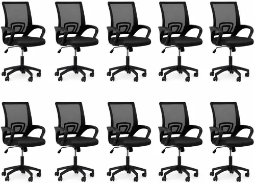 Miniatura 12 de Silla de oficina ergonómica, silla de escritorio de malla con respaldo medio, silla de computadora, color negro Soporte lumbar, modo oscilante