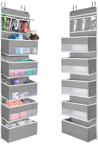 NesTidy Organizador para colgar sobre la puerta de 6 capas, organizador colgante de pared con 5 organizadores de bolsillo grandes y 3 bolsillos