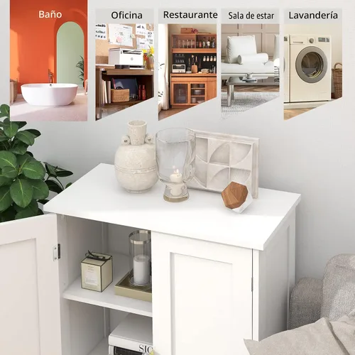 Miniatura 3 de TaoHFE Gabinete de almacenamiento de baño gris, gabinetes de baño independientes con 2 puertas, armario de toallas para baños, gabinetes de baño