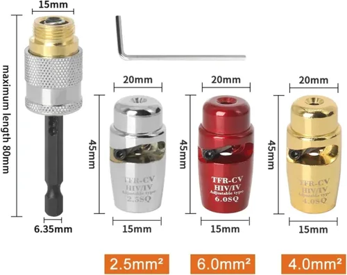 Miniatura 6 de Herramienta automática de pelado y torsión de cables para taladro, kit de conector de pelacables eléctricos para cables 2.5 - Tornillo de tuerca