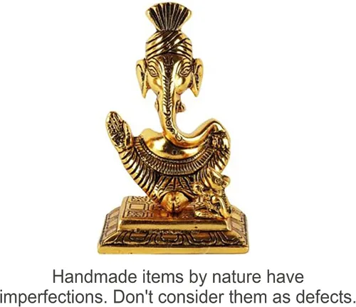 Miniatura 2 de Lord Ganesha. Figura decorativa con rata para el mandir del templo del hogar. Estatua de Ganesh Chaturthi. Dios hindú Indian Pooja. Artículo