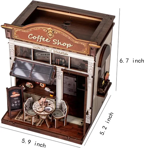 Miniatura 2 de Kit de rincón de libros, kit de casa en miniatura para adultos, adolescentes y niños, rompecabezas de madera 3D con luz LED, kit de manualidades