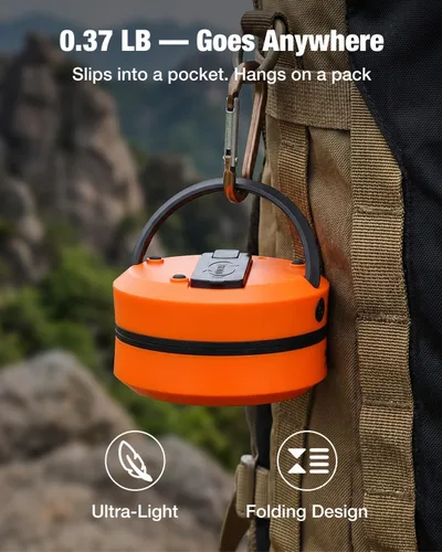 Miniatura 5 de THORFIRE - Linterna de campamento de manivela de mano, 2 unidades, luz LED plegable 2 en 1 recargable por USB, supervivencia de emergencia por