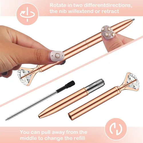 Miniatura 2 de PASISIBICK 16 piezas de bolígrafos con diamante grande - Bolígrafos de metal con cristal brillante de boda con tinta negra (4 colores mixtos)