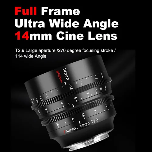 Miniatura 2 de 7artisans Lente Cine T2.9 de 0.551 in para Canon EOS-R, lentes de cámara sin espejo Prime de marco completo, gran angular de 114°, trazo de enfoque