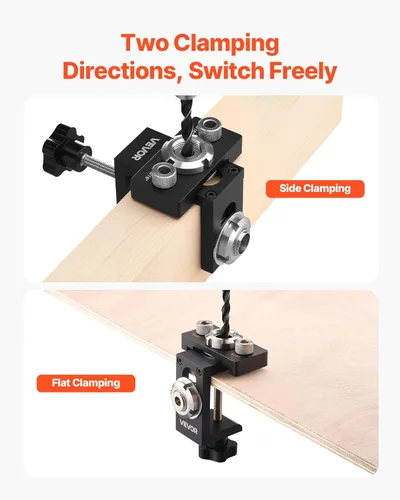Miniatura 3 de VEVOR Kit de plantilla de taco, plantilla de taco autocentrada para agujeros rectos, herramienta de juntas de carpintería de aleación de aluminio