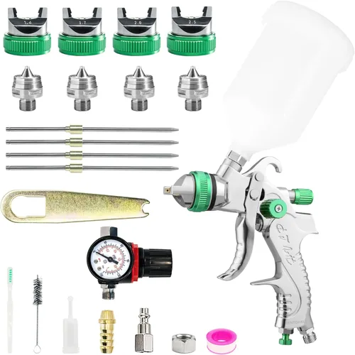 Kit de pistola pulverizadora HVLP con boquillas de 1.4/1.7/2.0/2.5mm, pistola pulverizadora de pintura profesional para autos, reparación de