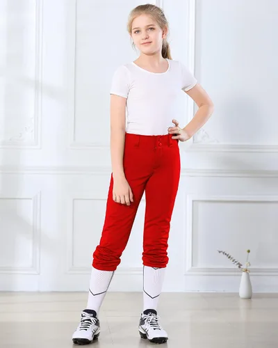 Miniatura 7 de Stelle Pantalones de sóftbol para niñas, pantalones de béisbol para jóvenes, pantalones de lanzamiento rápido con bolsillos, camiseta para niños