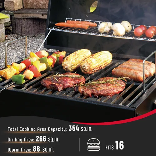 Miniatura 5 de Feasto - Parrillas de carbón portátiles con rejillas de hierro fundido, parrillas de mesa con área de cocción de 354 pulgadas cuadradas, para Gris