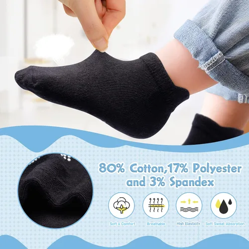 Miniatura 5 de 12 paquetes de calcetines antideslizantes para niños y bebés con agarres, 1-7 años, calcetines de algodón para tobillo para niños y niñas