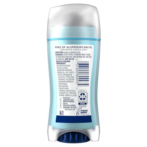 Miniatura 11 de Secret Desodorante sin aluminio para mujeres, protección contra olores de 48 horas, ingredientes derivados naturalmente, libre de parabenos