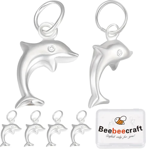 Miniatura 7 de Beebeecraft 5 unidades/caja de trébol de cuatro hojas de plata de ley 925 de buena suerte, dijes de trébol para el día de San Patricio, colgantes