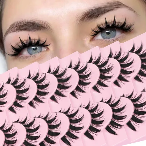 Miniatura 55 de Veleasha Pestañas postizas de manga puntiagudas, 100% hechas a mano, aspecto natural, pestañas postizas ligeras con banda transparente suave