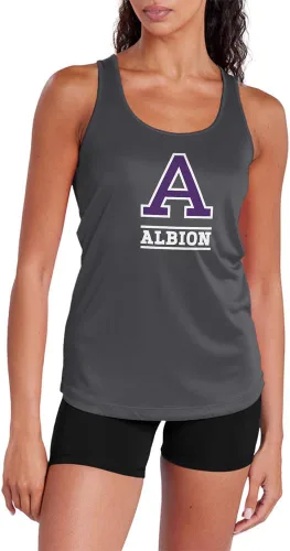 Miniatura 87 de Camiseta deportiva sin mangas oficial de la NCAA Collegiate para mujer, con espalda cruzada, logotipo primario, colección carbón