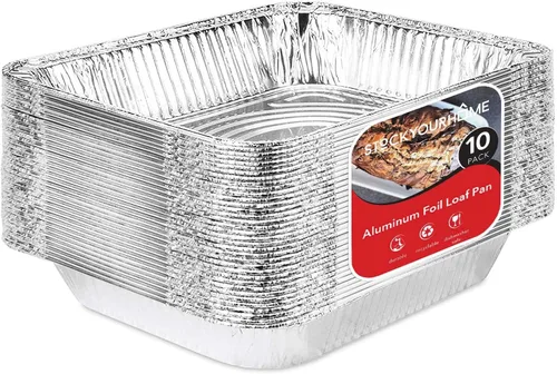 Stock Your Home Sartenes de aluminio desechables de 9 x 13 pulgadas (paquete de 10) – Bandejas de aluminio profundo de tamaño medio – Sartenes
