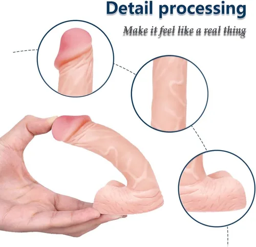 Miniatura 3 de Consolador pequeño realista de 4 pulgadas, tapón anal para principiantes, consolador anal suave con eje curvo y bolas, juguete sexual anal