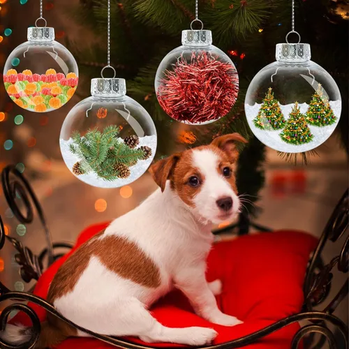 Miniatura 5 de 12 piezas de 60 mm Adornos de bolas de Navidad transparentes de plástico, 2.36'' redondas, de plástico transparente rellenables, DIY