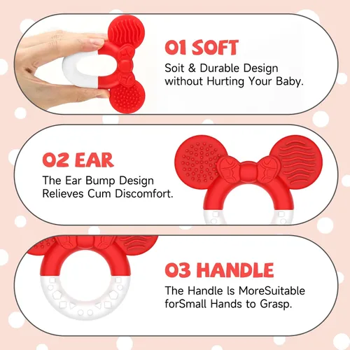 Miniatura 4 de 2 paquetes de juguetes de dentición para bebés de 3 a 6 y 6 a 12 meses, sin BPA, suave y de silicona, alivio de la dentición para bebés, juguetes