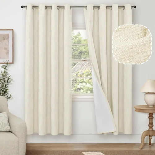 Miniatura 22 de Cortinas Opacas de Lino Azul Bebé para Guardería de 40 Pulgadas de Largo, 2 Paneles, Cortinas Cortas con Aislamiento Térmico Boho de Bloqueo Total