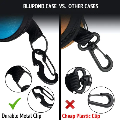 Miniatura 4 de BLUPOND Funda de gafas de sol semiduro de EVA con gancho de metal para colgar clip de cinturón para almacenamiento de gafas de sol