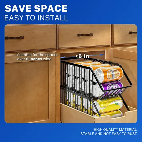 Miniatura 8 de Organizador de latas de soda de 4 unidades, organizador de latas apilable para despensa, almacenamiento de refrescos, dispensador de latas de soda