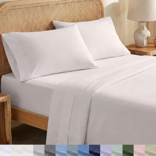 Miniatura 26 de California Design Den Sábanas King con Rayas, 100% Algodón Orgánico Percal, Juego de Sábanas de Bolsillo Profundo King y Fundas de Almohada - Raya