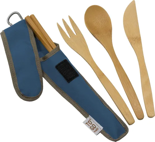 Miniatura 3 de To Go Ware To Go Ware Utensilios de viaje de bambú reutilizables con estuche de transporte y clip de mosquetón Utensilios de bambú Respetuoso