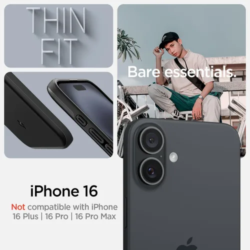 Miniatura 2 de Spigen Thin Fit MagFit Funda diseñada para iPhone 16 [Carcasa rígida] [Protección de grado militar] Compatible con MagSafe - Negro