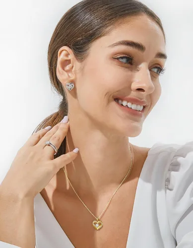 Miniatura 34 de MomentWish Collar de corazón para mujer, moissanita, diamante de imitación, plata de ley 925