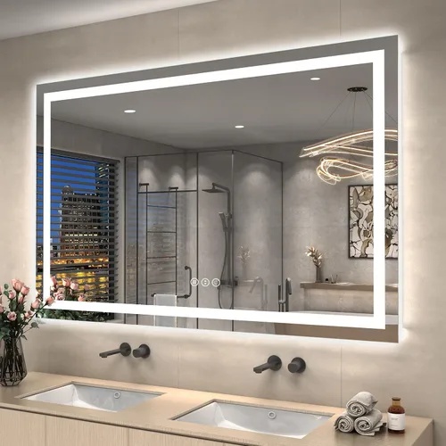 Miniatura 15 de 40x32 Espejo LED inteligente para baño, espejo de tocador regulable con luces, espejo de maquillaje retroiluminado y frontal para pared, antivaho