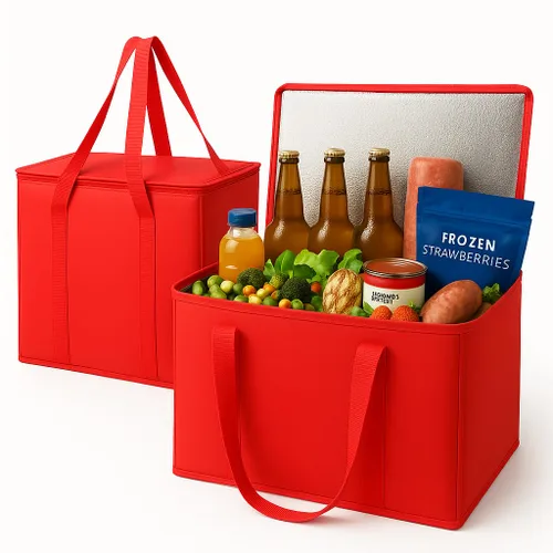 Miniatura 8 de musbus Paquete de 2 Bolsas Refrigeradoras Aisladas Bolsas de Comestibles Grandes Bolsa Refrigeradora de Compras Tote para Congelador para Viajes