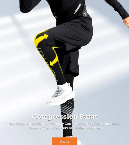 Miniatura 4 de BOOMCOOL Conjuntos de entrenamiento de 5 piezas que incluyen camisa de compresión, pantalones y chaqueta con capucha para hombres, deportes al aire
