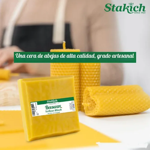 Miniatura 3 de Bloque de cera de abejas amarilla pura Stakich. 100% natural, grado artesanal y calidad premium