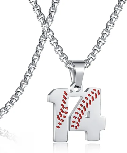 Miniatura 148 de SKQIR Colgante de número de jersey de béisbol para hombres y niños - Cadena de acero inoxidable para atletas - Negro