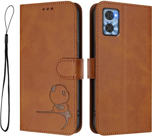 Miniatura 9 de Leather Case Compatible with Moto E22i 4G Cover, Cute Panda Leather Wallet Flip Kickstand Phone Case with Card Holders Wrist Strap Shockproof Cover