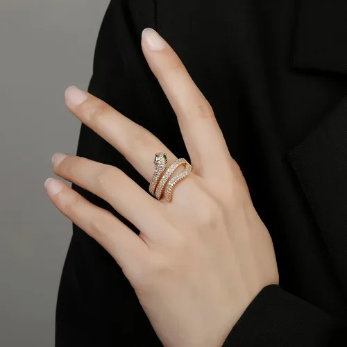Miniatura 2 de Winssigma Anillo de serpiente para mujer, anillo de mariposa, anillos de pantera, anillo de cabeza de leopardo, anillo ajustable, Metal