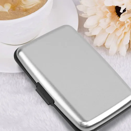 Miniatura 7 de Portatarjetas de crédito con bloqueo RFID, mini tarjetero delgado de aluminio duro para hombres o mujeres