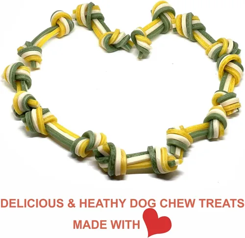 Miniatura 5 de LuvChew Trata de perro de hilo dental triple libre de cuero crudo 15 unids/bolsa