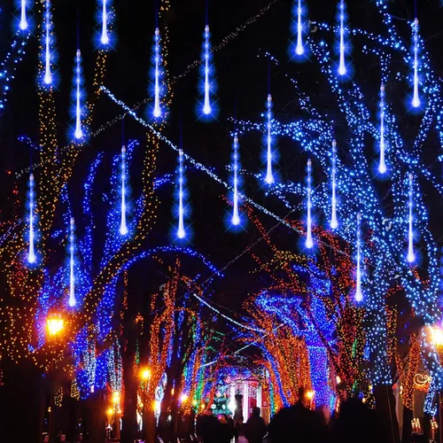 Miniatura 2 de FUNPENY - Luces de lluvia de lluvia de meteoritos, 288 luces LED, luces de Navidad con efecto de nieve, luz de Halloween al aire libre, luz