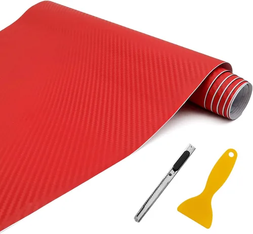 Miniatura 9 de Envoltura de vinilo de fibra de carbono mate 3D para coche, 12 x 60 pulgadas, clasificada para uso en exteriores en automóviles, incluye cuchilla