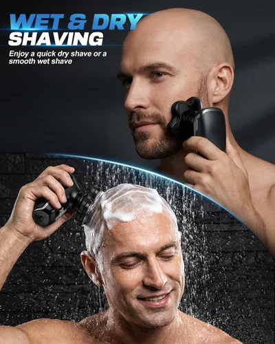 Miniatura 4 de Afeitadoras de cabeza para hombres Blad, cuchillas flotantes 7D, afeitadora eléctrica de cabeza IPX7, resistente al agua en seco y húmedo