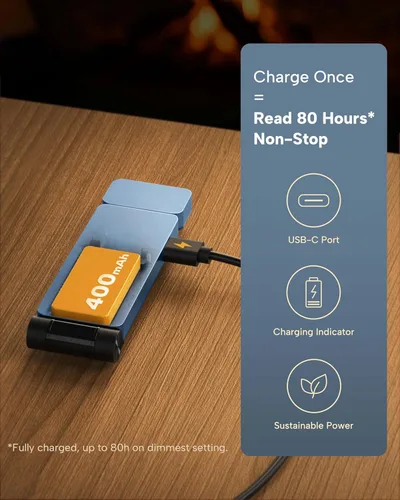 Miniatura 5 de 86lux Luz de Libro, Luz de Lectura LED Recargable con Clip para Uso en Cama y Noche - 3 Temperaturas de Color con Atenuación Continua, Diseño de Azul
