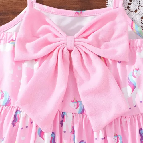 Miniatura 4 de Vestido de verano para niños pequeños, con diseño de dinosaurio, sin espalda, con lazo, vestido de playa de cumpleaños