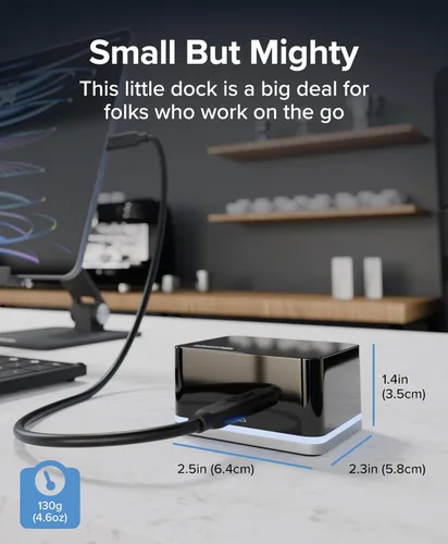 Miniatura 4 de Plugable Mini estación de acoplamiento USB-C con cable, HDMI compacta, Gigabit Ethernet y 3 puertos USB, funciona con USB-C, USB4 y Thunderbolt