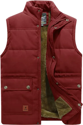 Miniatura 7 de Chaleco acolchado de invierno cálido para hombre, con forro polar grueso, sin mangas, chaqueta sin mangas