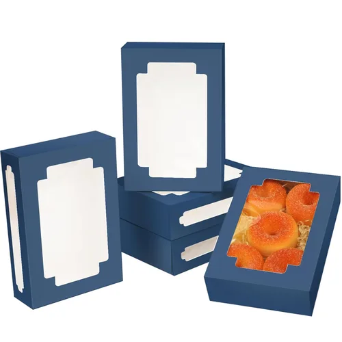 Miniatura 8 de qiqee 36 paquetes de cajas de galletas autopop para regalo de 8 x 5.3 x 2 pulgadas, caja plegable blanca de un segundo con ventana para panadería
